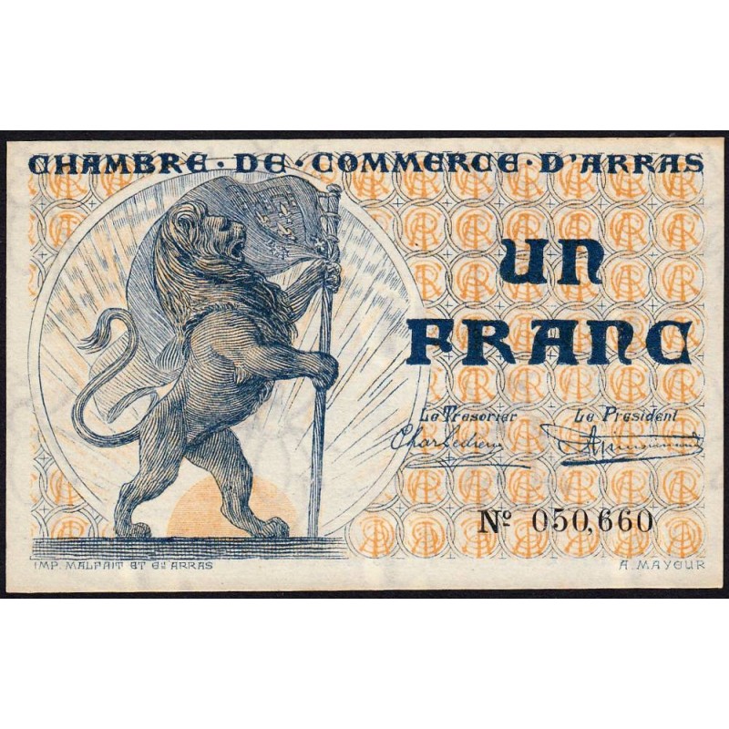 Arras - Pirot 13-5 - 1 franc - Sans date - Etat : pr.NEUF