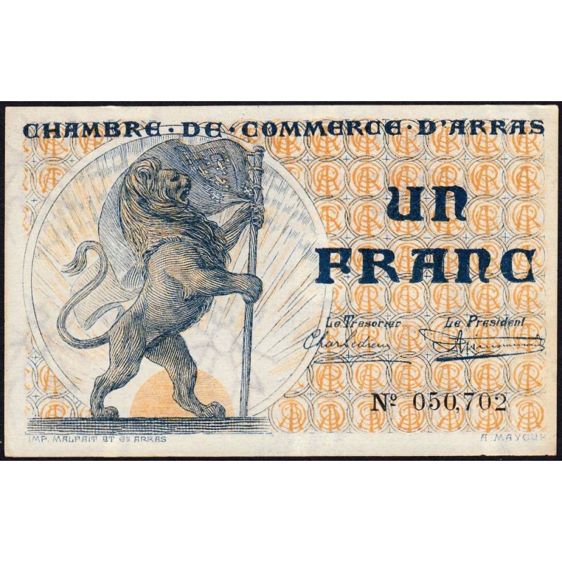 Arras - Pirot 13-5 - 1 franc - Sans date - Etat : SPL