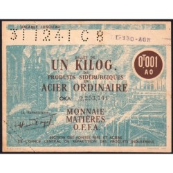 1 kg acier ordinaire - 31/12/1941 - C 8 - Non endossé - Série OJA - Etat : SUP+