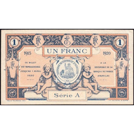 Aurillac (Cantal) - Pirot 16-4 - 1 franc - Série A - 1915 - Etat : NEUF