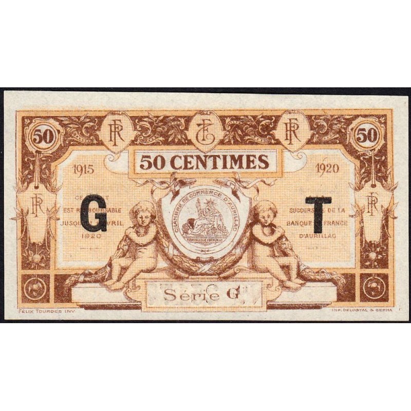 Aurillac (Cantal) - Pirot 16-9 - 50 centimes - Série G - 1915 - Etat : NEUF