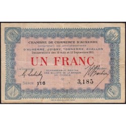 Auxerre - Pirot 17-1 - 1 franc - Série 116 - 19/12/1915 - Etat : TB