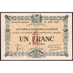 Avignon - Pirot 18-5 - 1 franc - 11/08/1915 - Etat : SPL