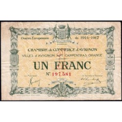 Avignon - Pirot 18-17 - 1 franc - 11/08/1915 (1917) - Etat : TB-