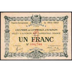 Avignon - Pirot 18-17 - 1 franc - 11/08/1915 (1917) - Etat : SUP+