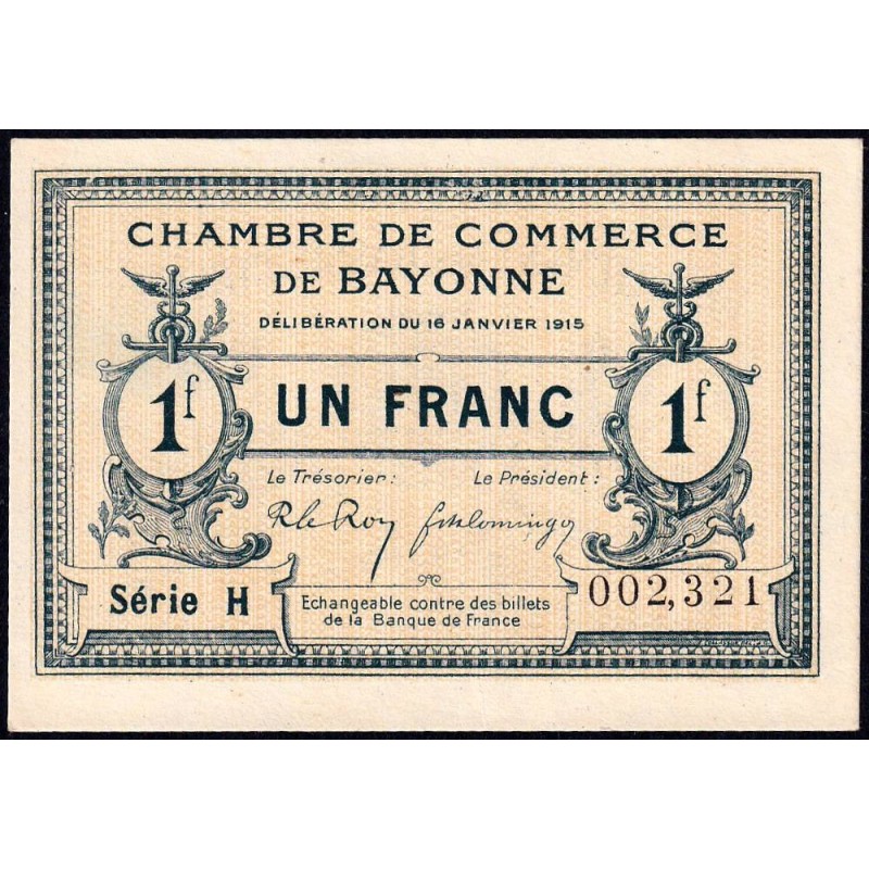 Bayonne - Pirot 21-9a - 1 franc - Série H - 16/01/1915 - Etat : NEUF