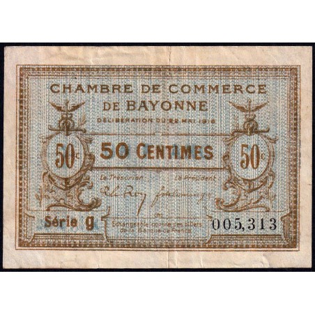 Bayonne - Pirot 21-26 - 50 centimes - Série g - 22/05/1916 - Etat : TB+