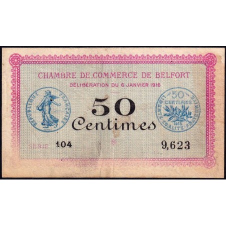 Belfort - Pirot 23-17 - 50 centimes - Série 104 - 06/01/1916 - Etat : TB
