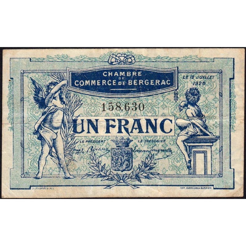 Bergerac - Pirot 24-37 - 1 franc - 12/07/1920 - Etat : TB