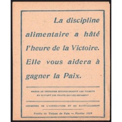 Rationnement - Pain - 02/1919 - Etat : SUP