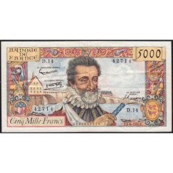F 49-02- 06/06/1957 - 5000 francs - Henri IV - Série D.14 - Etat : TTB