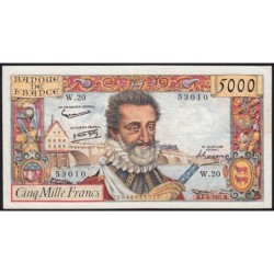 F 49-02- 06/06/1957 - 5000 francs - Henri IV - Série W.20 (remplacement) - Etat : TTB-