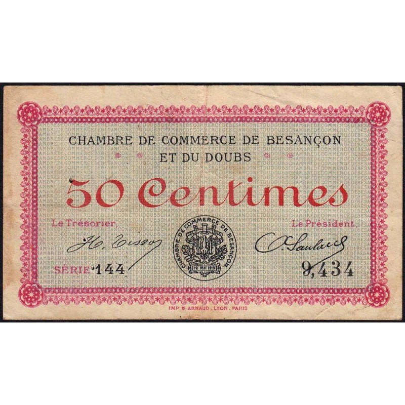 Besançon (Doubs) - Pirot 25-1 - 50 centimes - Série 144 - Sans date (1915) - Etat : TB
