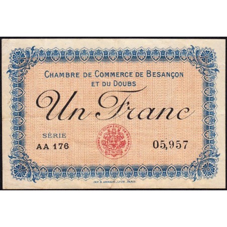 Besançon (Doubs) - Pirot 25-18 - 1 franc - Série AA 176 - Sans date (1915) - Etat : TTB