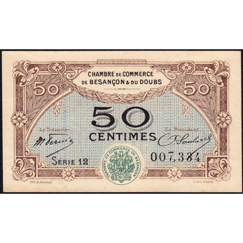 Besançon (Doubs) - Pirot 25-22 - 50 centimes - Série 12 - Sans date (1921) - Etat : SPL