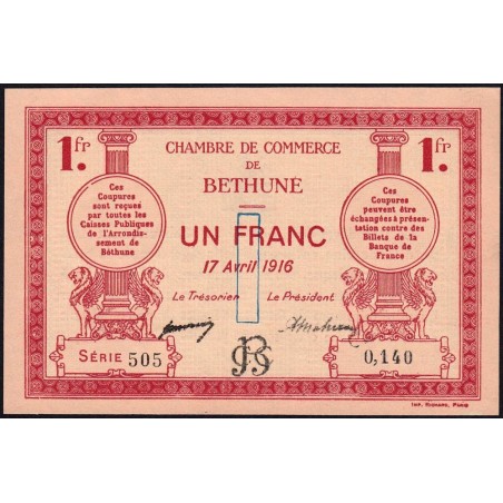 Béthune - Pirot 26-17 - 1 franc - Série 505 - 17/04/1916 - Etat : NEUF