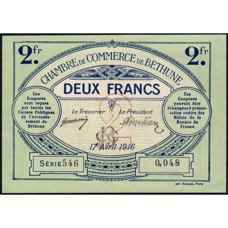 Béthune - Pirot 26-19 - 2 francs - Série 546 - 17/04/1916 - Etat : SPL