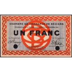 Béziers - Pirot 27-2 - 1 franc - Sans série - 05/11/1914 - Spécimen - Etat : NEUF