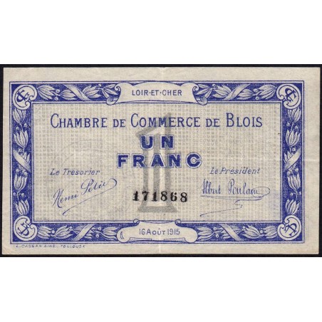 Blois (Loir-et-Cher) - Pirot 28-3 - 1 franc - 16/08/1915 - Etat : TTB