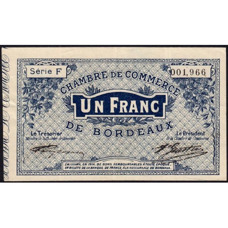 Bordeaux - Pirot 30-2 - 1 franc- Série F - 1914 - Etat : TTB+