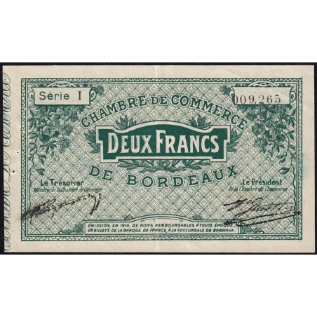 Bordeaux - Pirot 30-3 - 2 francs- Série I - 1914 - Etat : TTB+