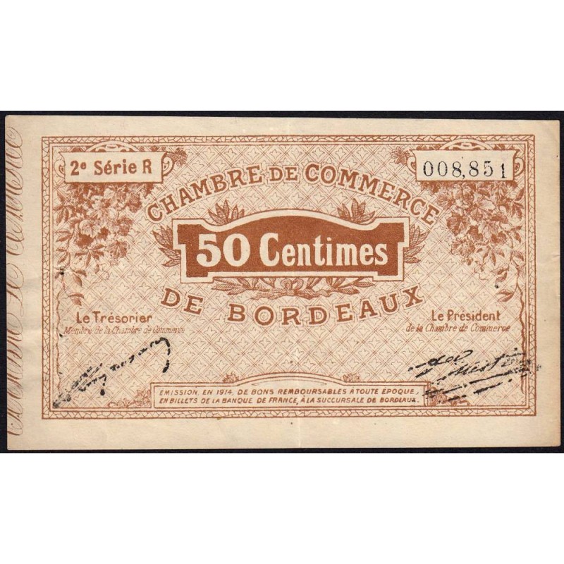 Bordeaux - Pirot 30-4 - 50 centimes - Série R - 1914 - Etat : TTB