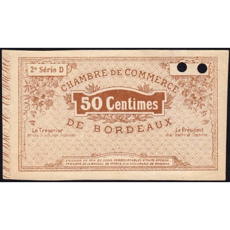 Bordeaux - Pirot 30-5 - 50 centimes - Série D - 1914 - Spécimen - Etat : SPL
