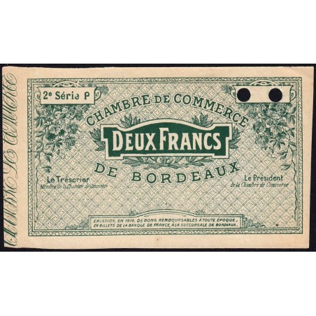 Bordeaux - Pirot 30-10 - 1 franc - Série P - 1914 - Spécimen - Etat : SPL