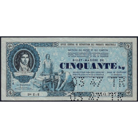 50 kg Papiers et cartons - 31/03/1947 - Code TR - Série EE - Type a4 - Etat : TTB