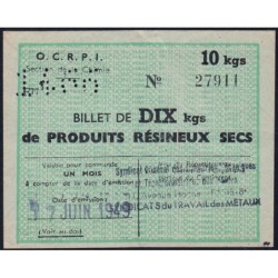 Section de la Chimie - 10 kgs produits résineux secs - 17/06/1949 - Catégorie F77 - Etat : TTB