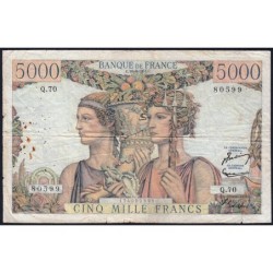 F 48-05 - 16/08/1951 - 5000 francs - Terre et Mer - Série Q.70 - Etat : TB