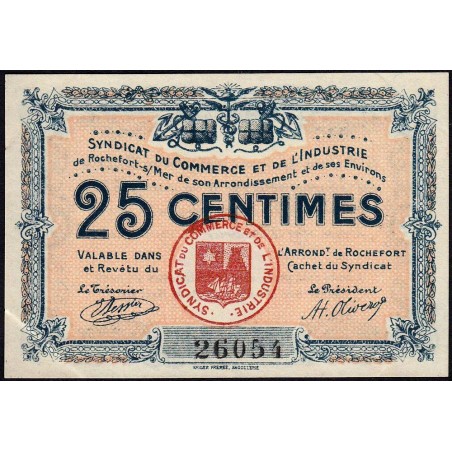Rochefort-sur-Mer - Syndicat du Commerce et de l'Industrie - 25 centimes - Sans série - Etat : SUP+