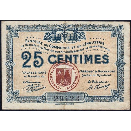 Rochefort-sur-Mer - Syndicat du Commerce et de l'Industrie - 25 centimes - Sans série - Etat : TB