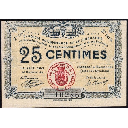 Rochefort-sur-Mer - Syndicat du Commerce et de l'Industrie - 25 centimes - 2e série - Etat : SUP+