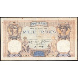 F 37-07 - 01/09/1932 - 1000 francs - Cérès et Mercure - Série T.1900 - Etat : B+