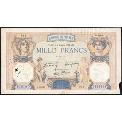 F 38-28 - 06/10/1938 - 1000 francs - Cérès et Mercure mod. - Série R.4000 - Etat : B+
