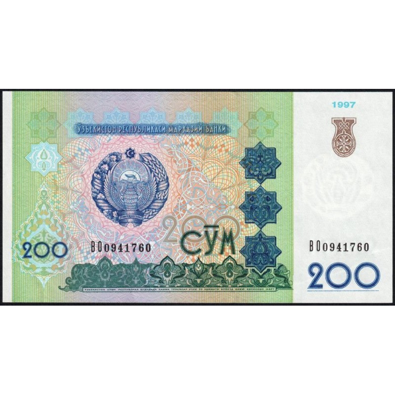 Ouzbékistan - Pick 80 - 200 som - Série BO - 1997 - Etat : NEUF