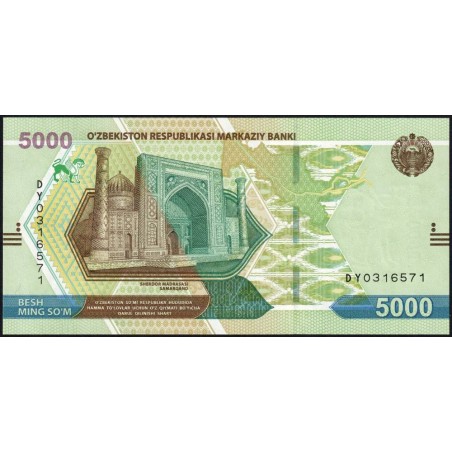 Ouzbékistan - Pick 88 - 5'000 som - Série DY - 2021 - Etat : NEUF