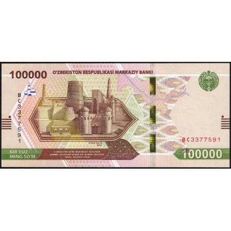Ouzbékistan - Pick 92 - 100'000 som - Série BC - 2021 - Etat : NEUF