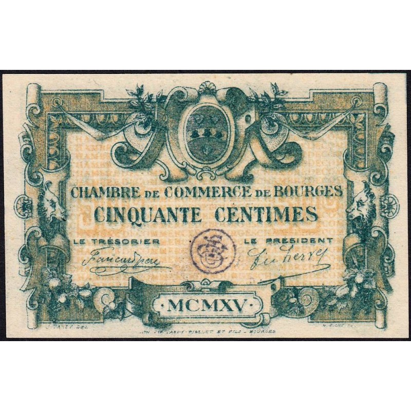 Bourges - Pirot 32-1 - Série A - 50 centimes - 1915 - Etat : SPL