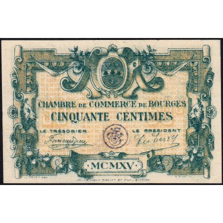 Bourges - Pirot 32-1 - Série A - 50 centimes - 1915 - Etat : SPL