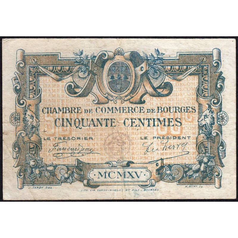 Bourges - Pirot 32-1 - Série C - 50 centimes - 1915 - Etat : TB+