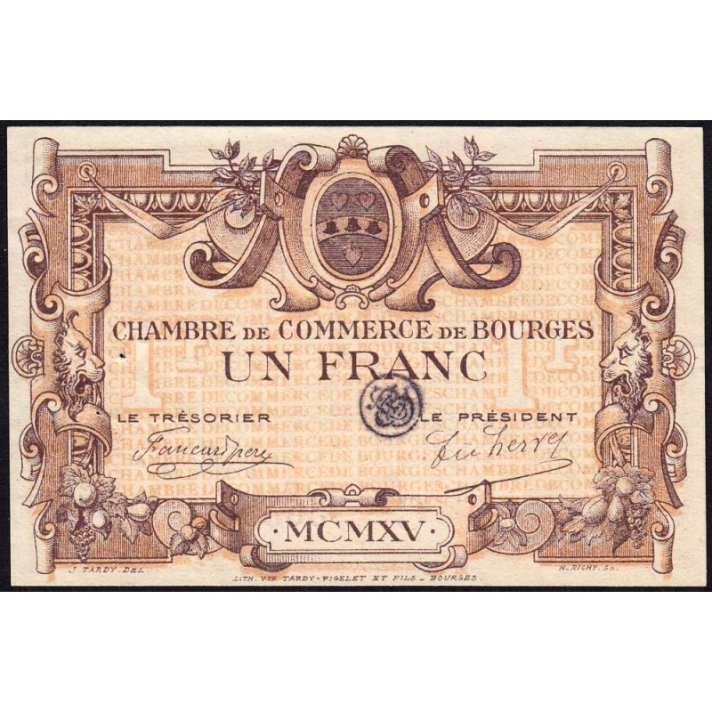 Bourges - Pirot 32-2 - Série C - 1 franc - 1915 - Etat : SUP+