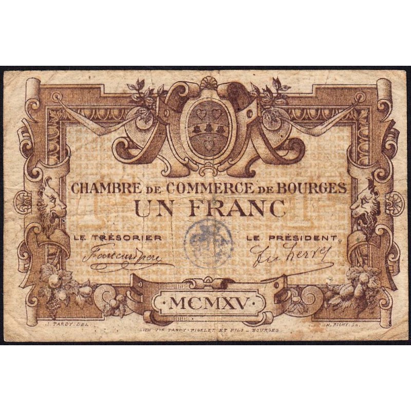Bourges - Pirot 32-6 - Série A - 1 franc - 1915 - Etat : B