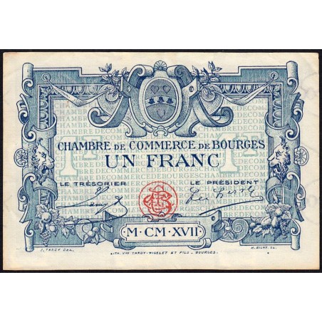 Bourges - Pirot 32-9 - Série D - 1 franc - 1917 - Etat : SUP