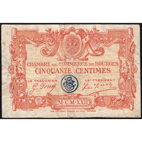 Bourges - Pirot 32-12 - Série E - 50 centimes - 1922 - Etat : TB