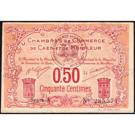 Caen & Honfleur - Pirot 34-12 - 50 centimes - Série A - 1915 - Etat : TTB