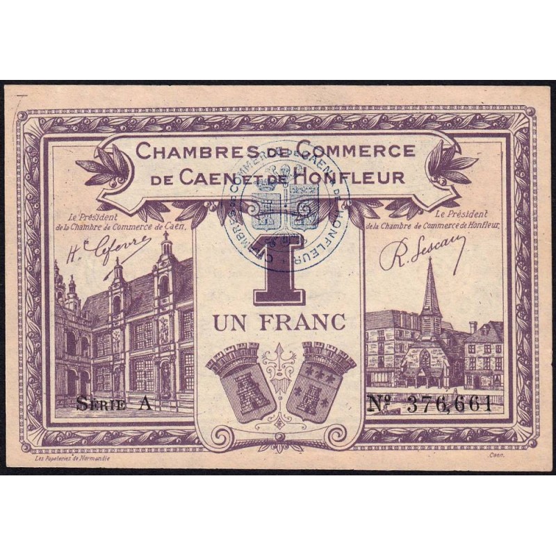 Caen & Honfleur - Pirot 34-22 - 1 franc - Série A - 1920 - Etat : SUP+