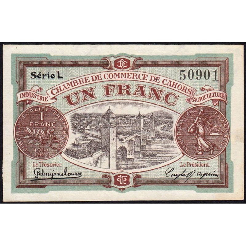 Cahors (Lot) - Pirot 35-24 - 1 franc - Série L - 17/09/1919 - Etat : pr.NEUF