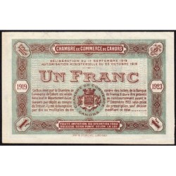Cahors (Lot) - Pirot 35-24 - 1 franc - Série L - 17/09/1919 - Etat : pr.NEUF
